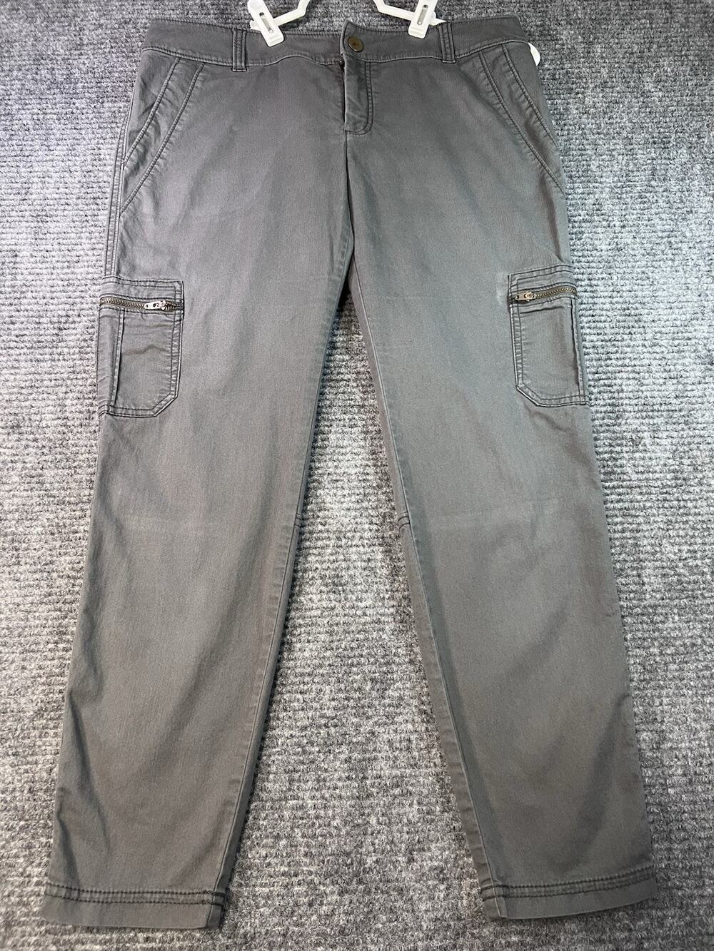 Athleta Women’s Gray Stretch Cargo Pants Zip Pockets Approx Size 8 Tag Missing